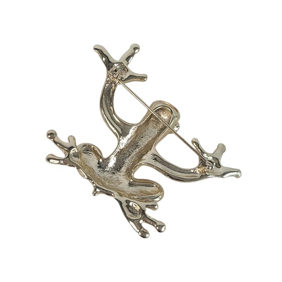Vintage Brushed Gold Tone Frog Brooch Metal Pin Large Cute Animal Estate - Picture 4 of 6